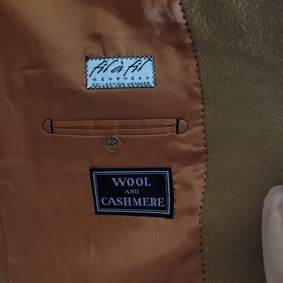 Fil A Fil Men Vintage Caramel Wool Cashmere Blend Professor Blazer Preppy 44R - Picture 8 of 12